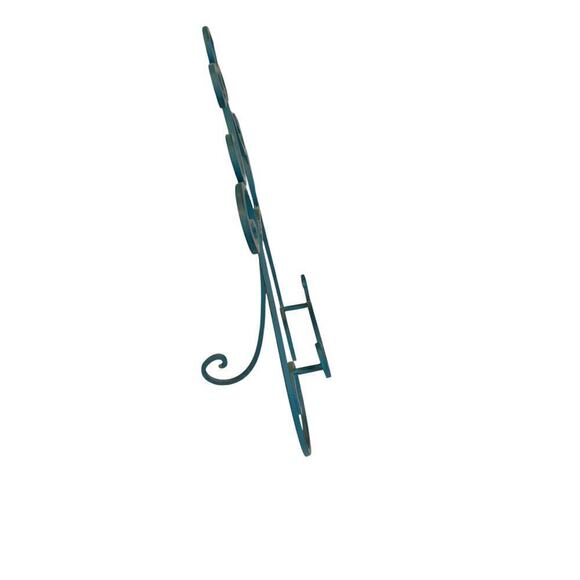 Turquoise Metal Easel 15 x10 Decorative Frame Holder Antiqued Large Curve Scroll - Picture 4 of 5